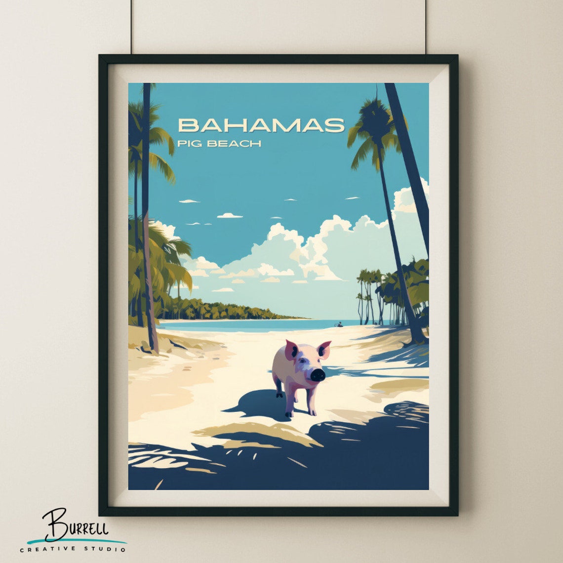 Bahamas Pig Beach Famous Swimming Pig White Sand Beach Poster