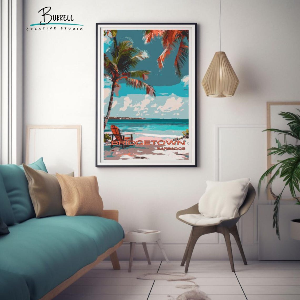 Bridgetown Barbados Beach View Travel Poster Wall Art Poster Print - Image 3