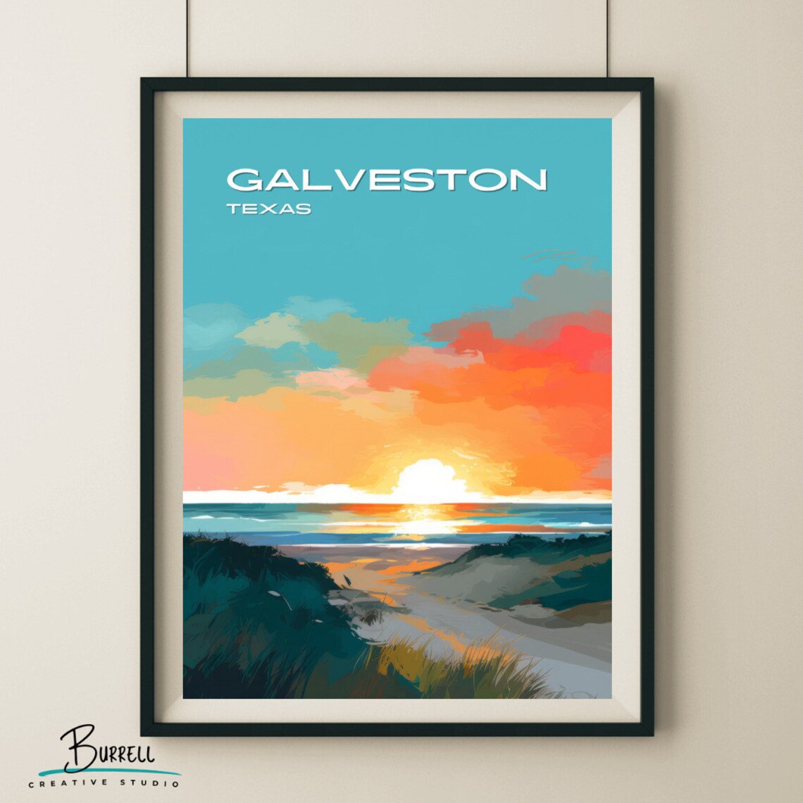 Galveston Texas Beach Sunset Travel Poster - Image 5