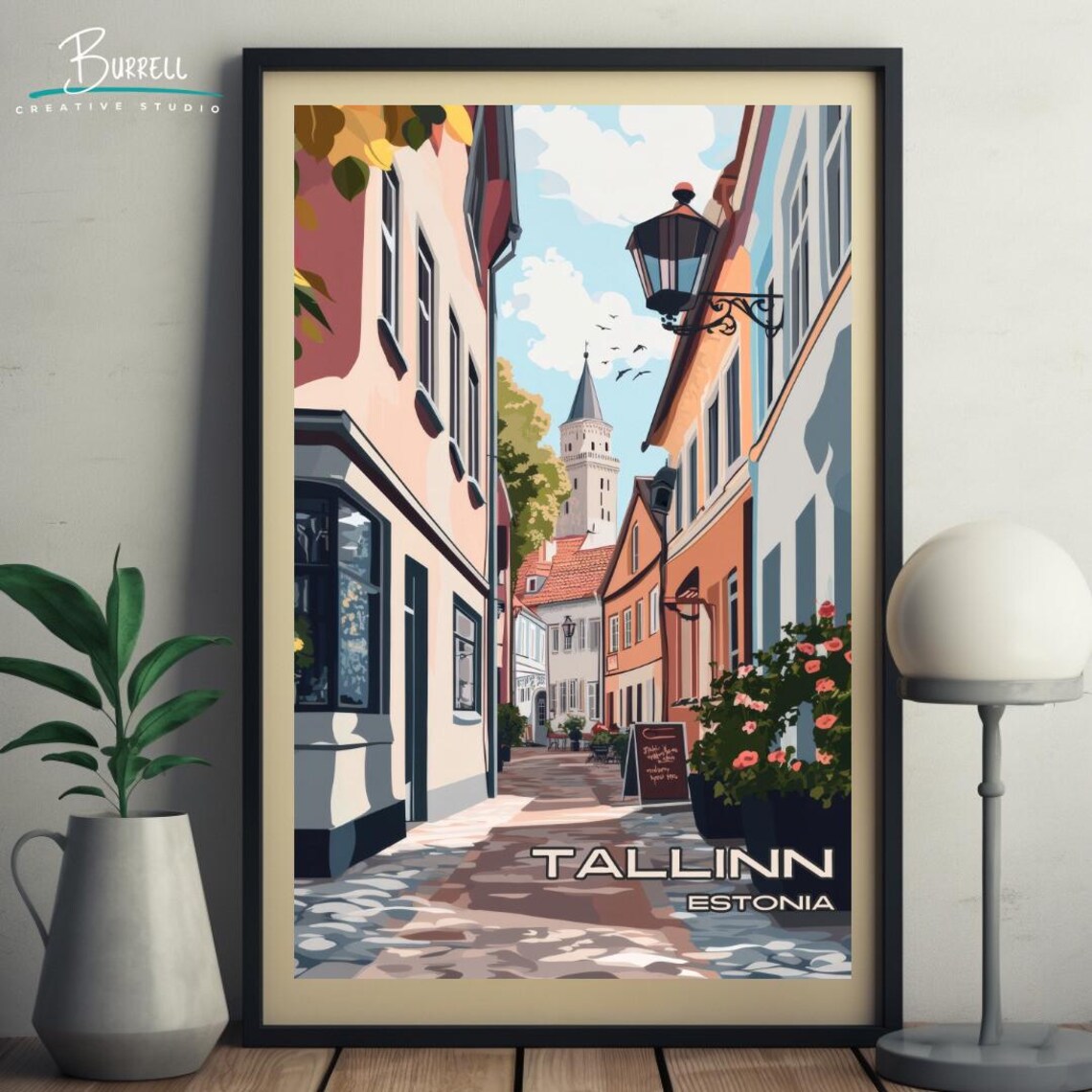 Tallinn Estonia Medieval Old Town Street Church Tower Poster