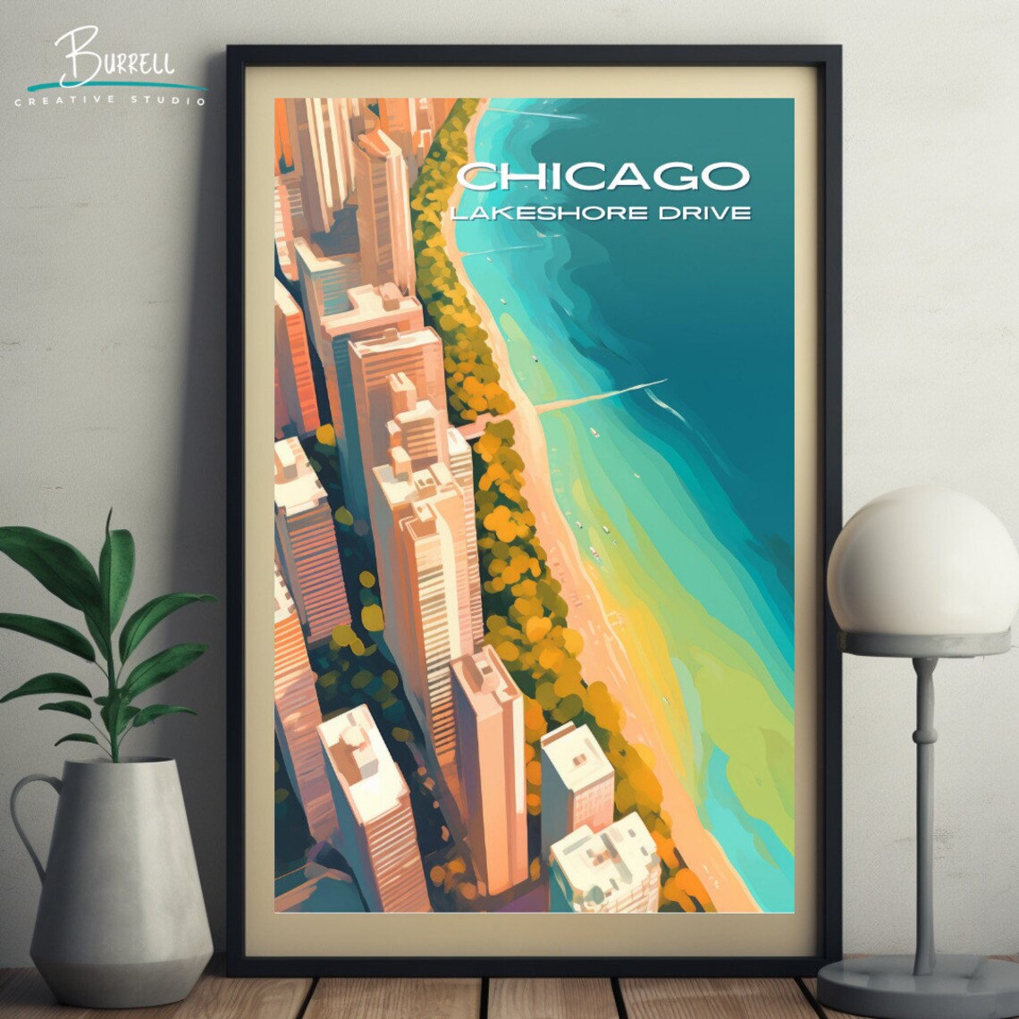 Chicago Illinois Lakeshore Drive Aerial Lake Michigan Skyline Poster - Image 5