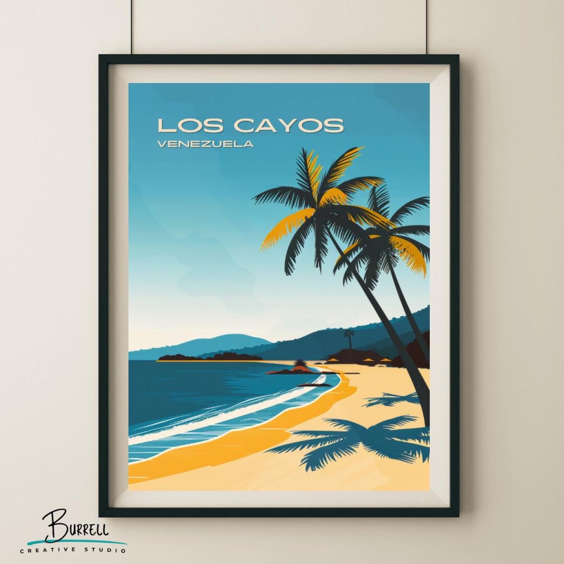 Los Cayos Venezuela Beach Palm Tropical Island Travel Poster