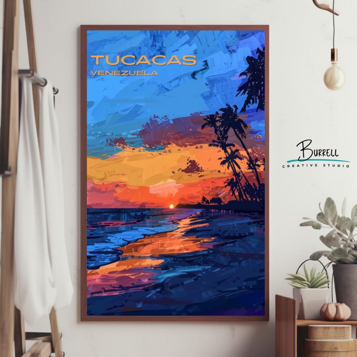 Tucacas Venezuela Coastal Sunset Palm Silhouette Ocean Travel Poster - Image 4