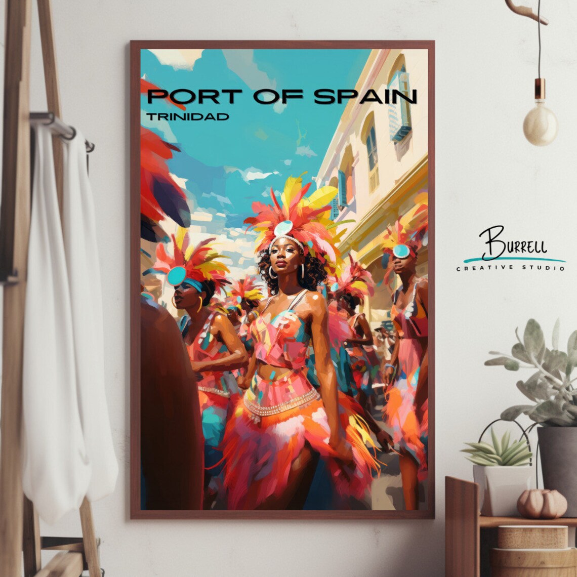 Port of Spain Trinidad Carnival Costume Dancers Street Travel Poster - Image 3