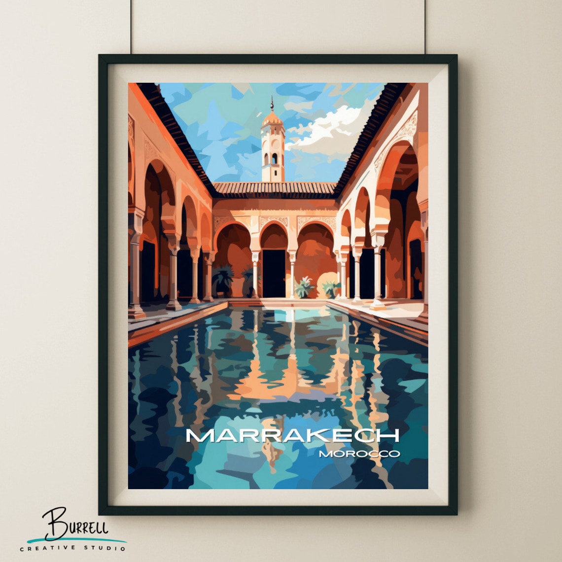 Marrakech Morocco Architecture Travel Poster Wall Art Poster Print