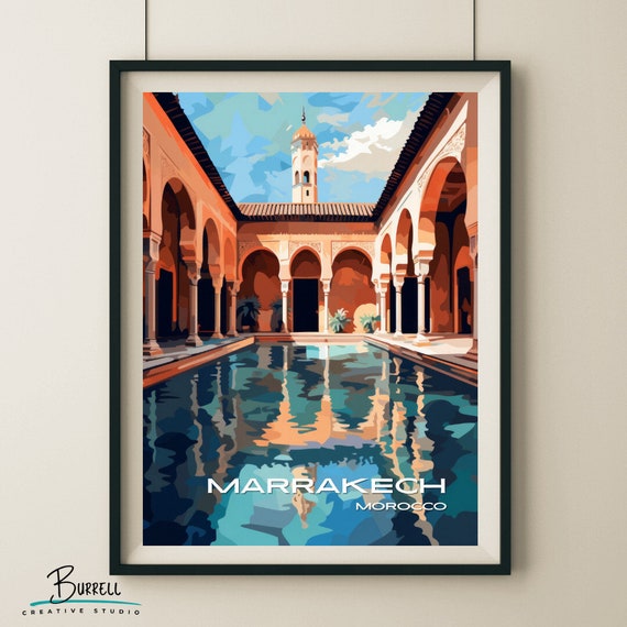 Marrakech Morocco Architecture Travel Poster Wall Art Poster Print
