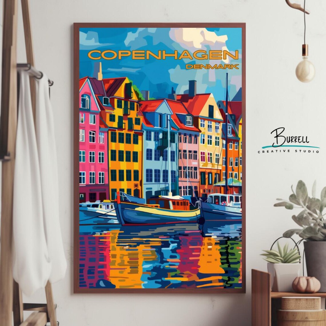 Copenhagen Nyhavn Harbor Travel Poster, Denmark - Image 4