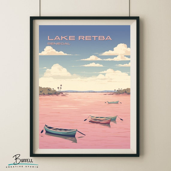 Dakar Senegal Lake Retba Travel Poster Wall Art Poster Print
