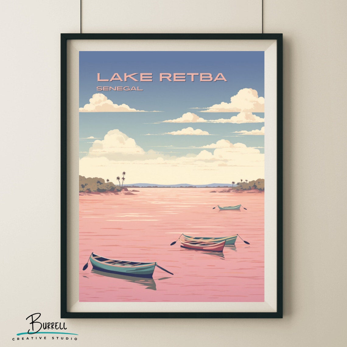 Dakar Senegal Lake Retba Travel Poster Wall Art Poster Print