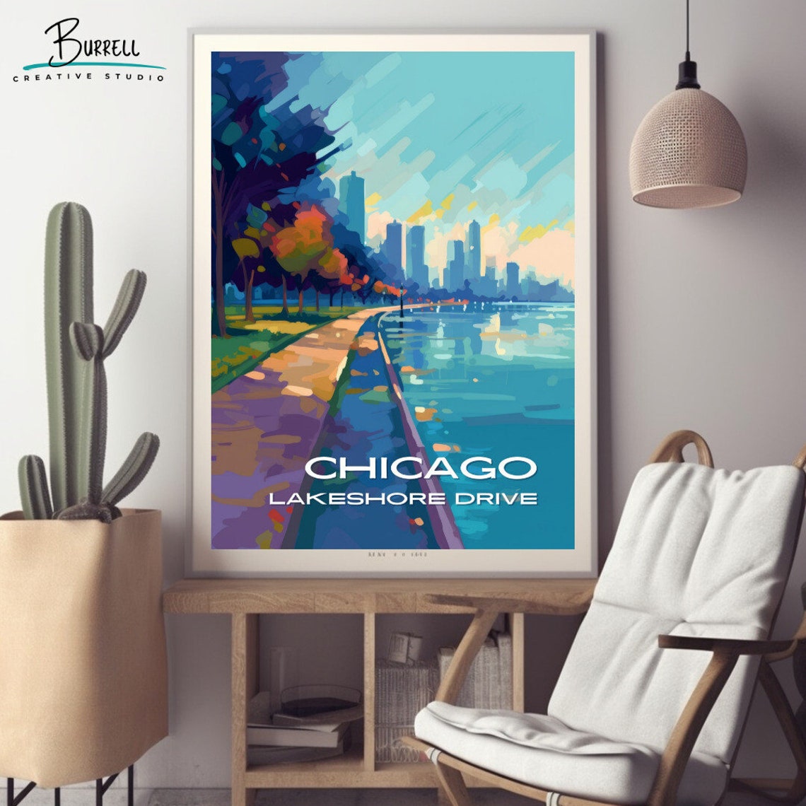 Chicago Illinois Lakeshore Drive Path Autumn Stroll Lake View Poster - Image 2