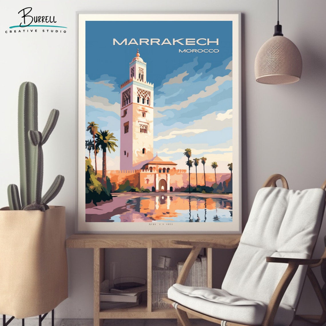 Marrakech Morocco Kutubiyya Mosque Travel Poster Wall Art Poster Print - Image 2