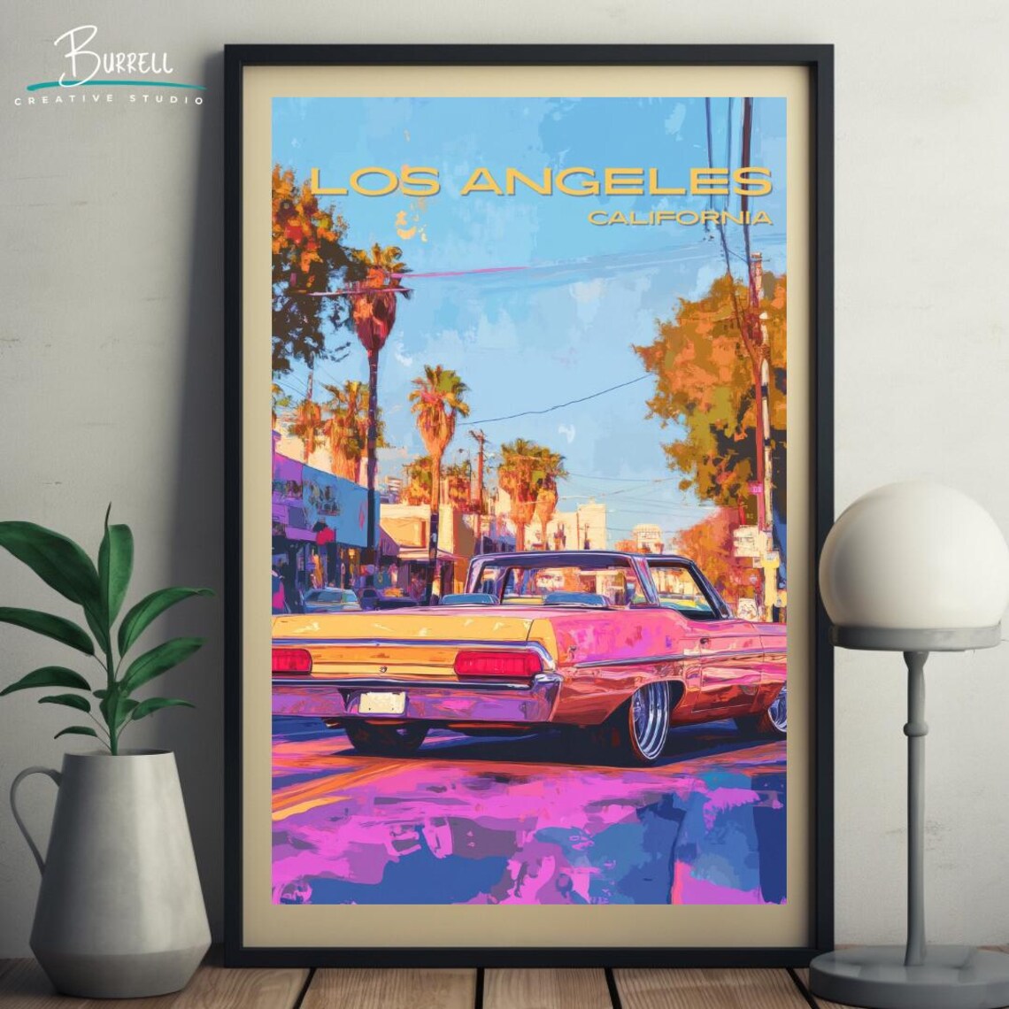 Los Angeles California Vintage Car Palm Street Classic Travel Poster - Image 5