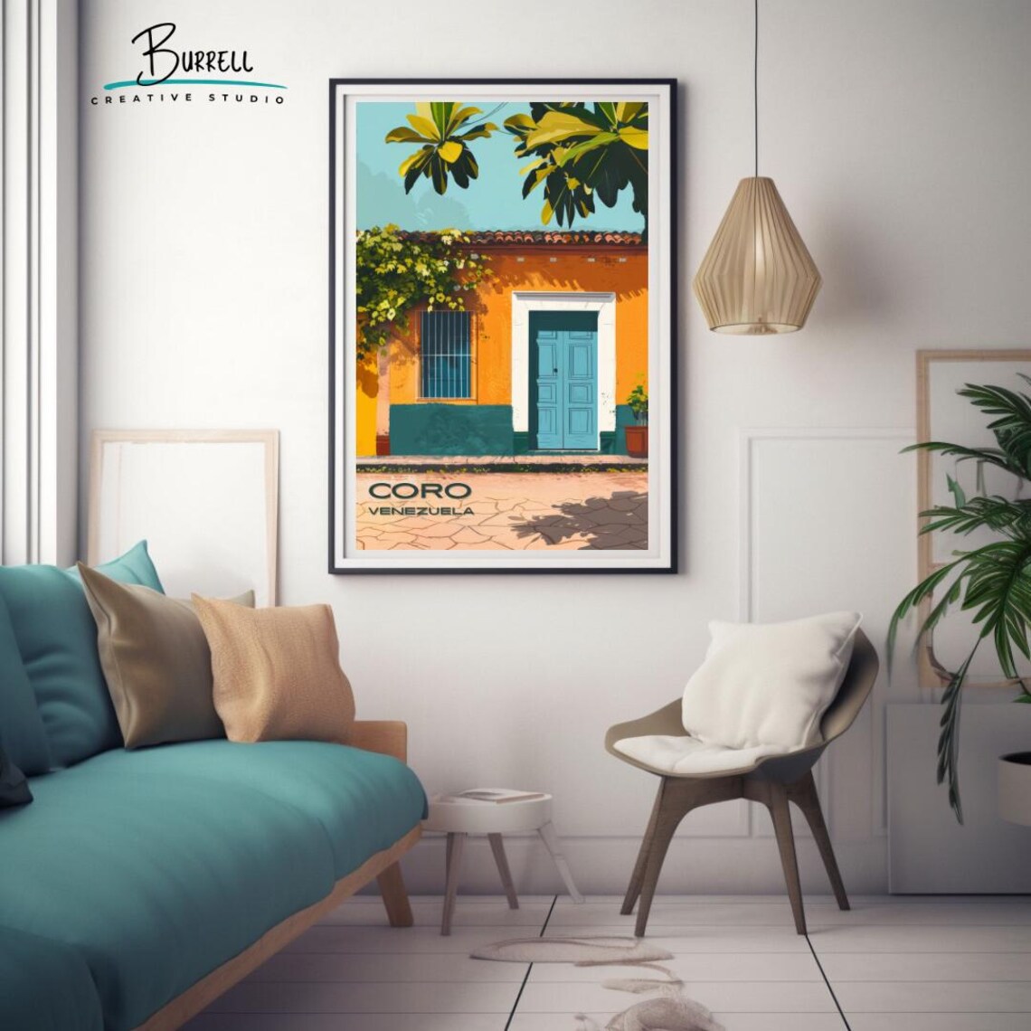 Coro Venezuela Colonial Door Architecture Orange House Travel Poster - Image 3