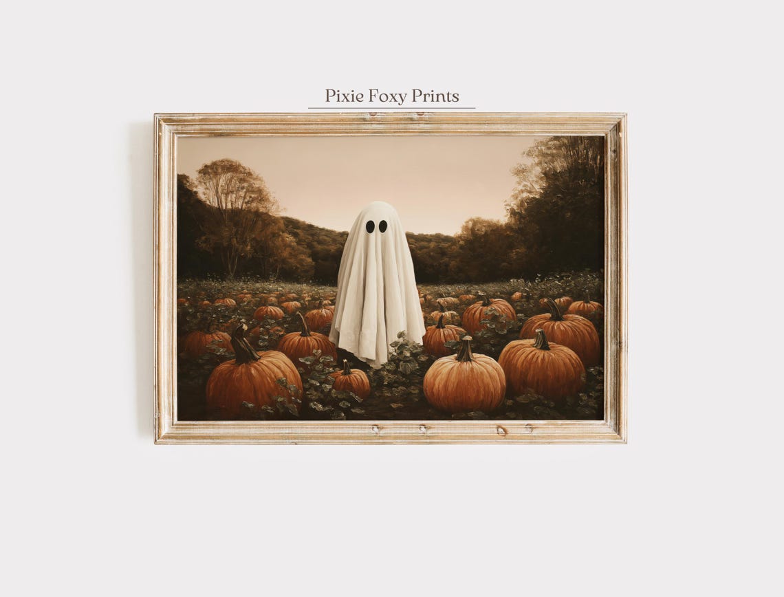 Halloween Wall Art Print Funny Painting Spooky Decor Rustic Fall Season Instant