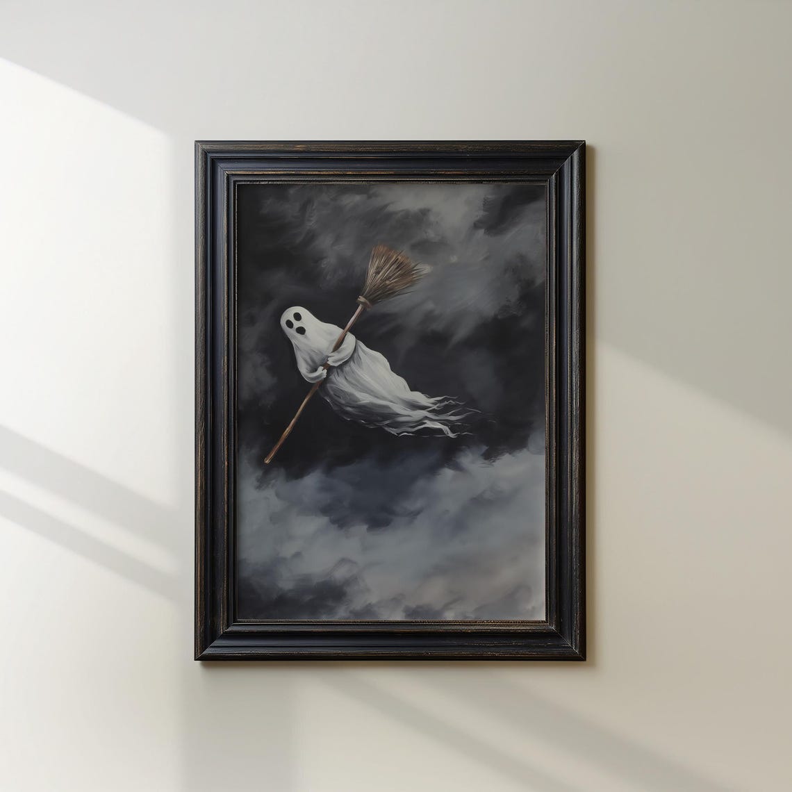 Unique And Creepy Wall Art For The Haunted Season Flying On A Broomstick Print Spooky Halloween Decor