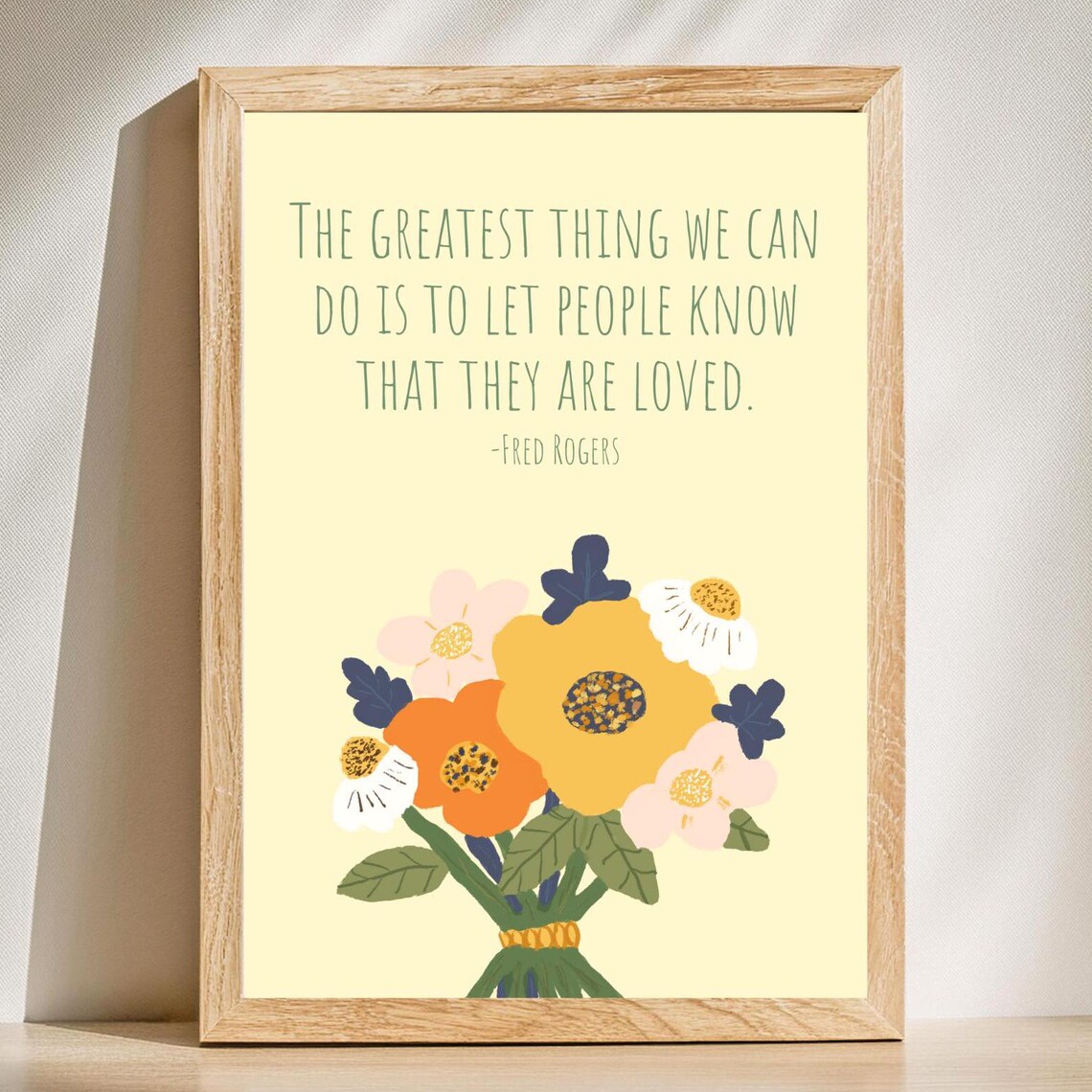 Fred Rogers Love Quote Print, Inspirational Flowers