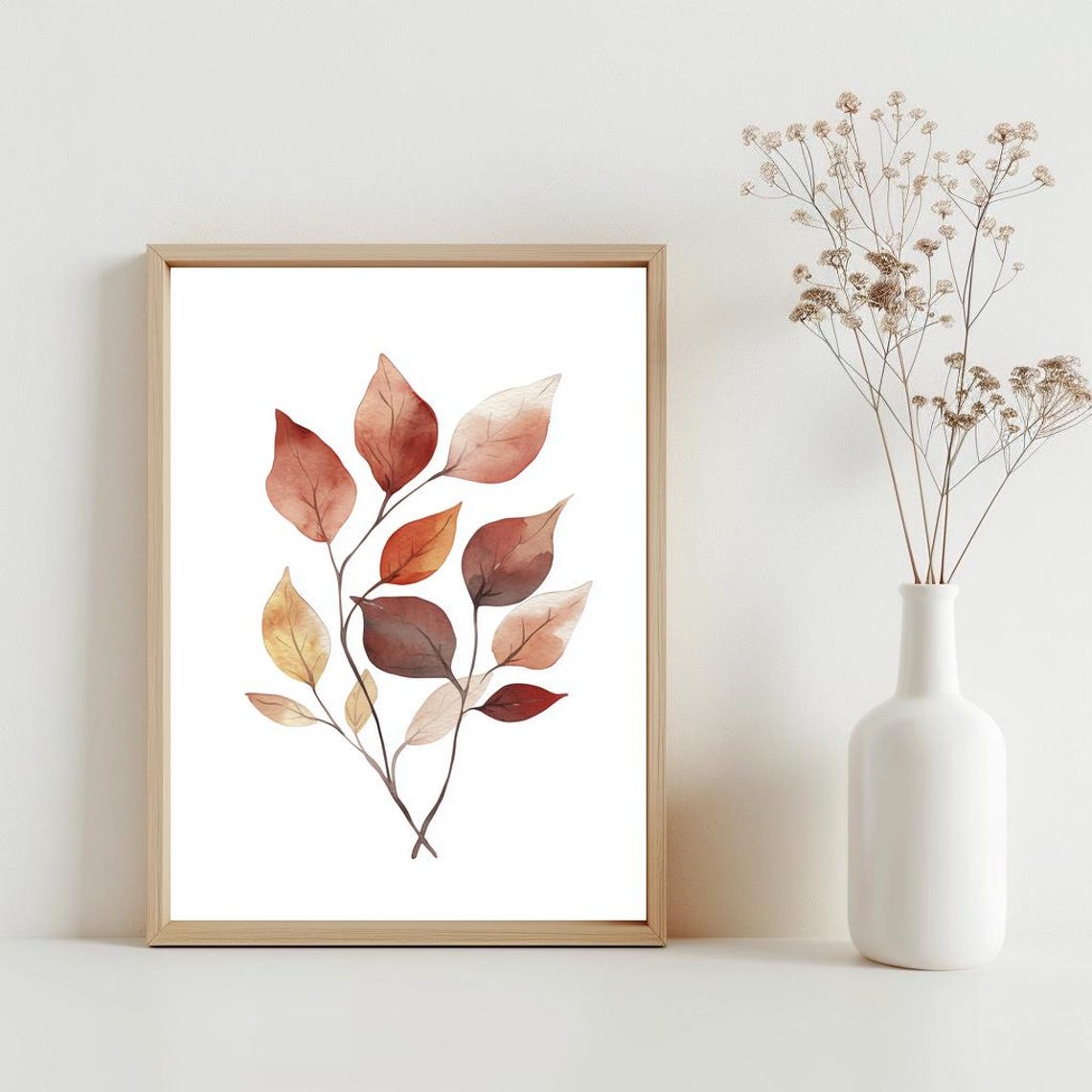 Autumn Leaves Watercolor Botanical Rustic Fall Foliage Art Print