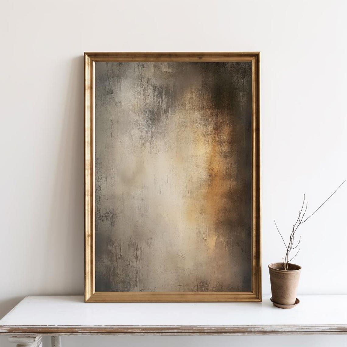 Earthy Abstract Painting Wall Art Minimalist Neutral Oil Textural Decor Poster Sg329