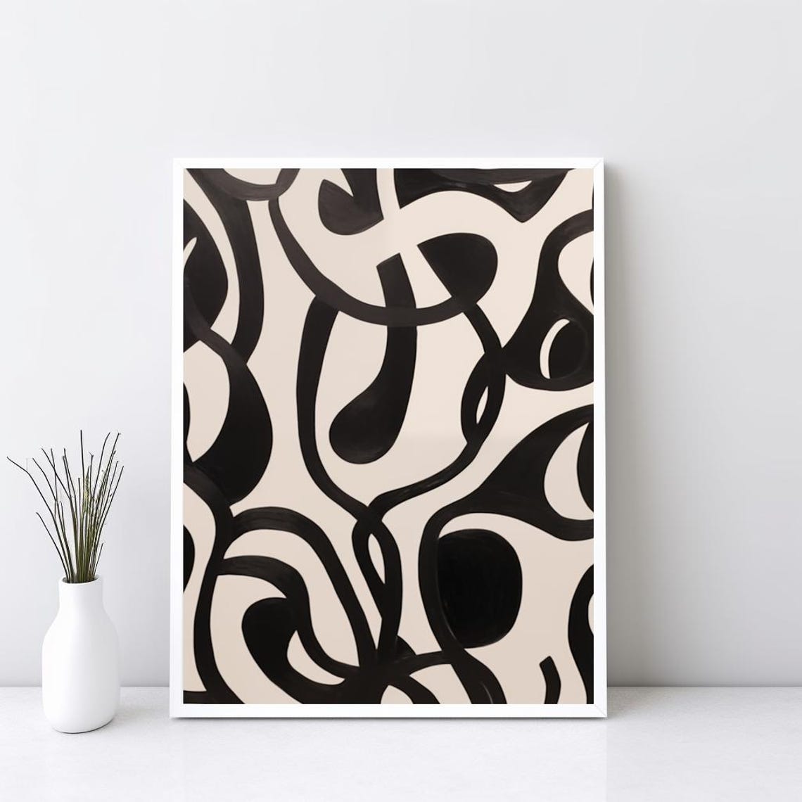 Black Lines Abstract Art Modern Minimalist Gallery Wall Poster
