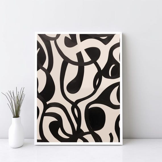 Black Lines Wall Painting Abstract Art Print Gallery Minimalist Jpg Sg129
