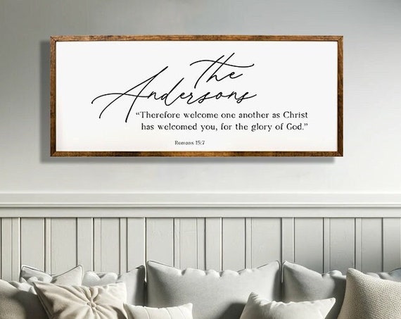 Personalized Bible Verse Last Name Sign, Wall Art Print