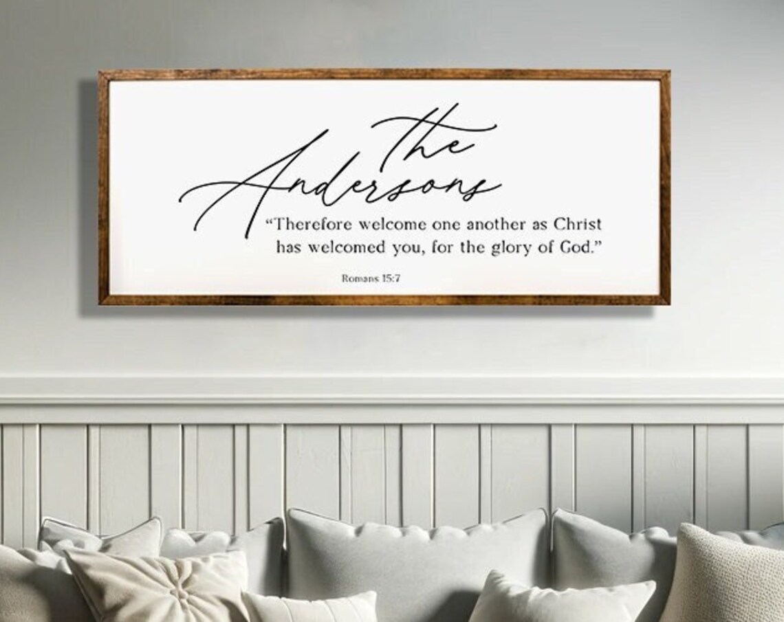 Personalized Bible Verse Last Name Sign, Wall Art Print