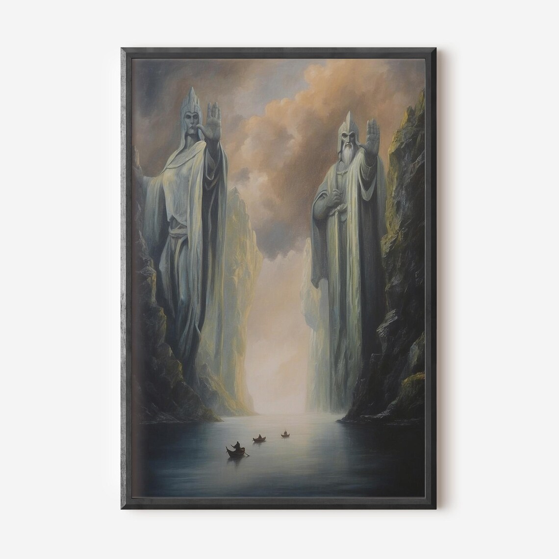 Gates of Argonath Poster, LOTR-Inspired Fantasy Art Print