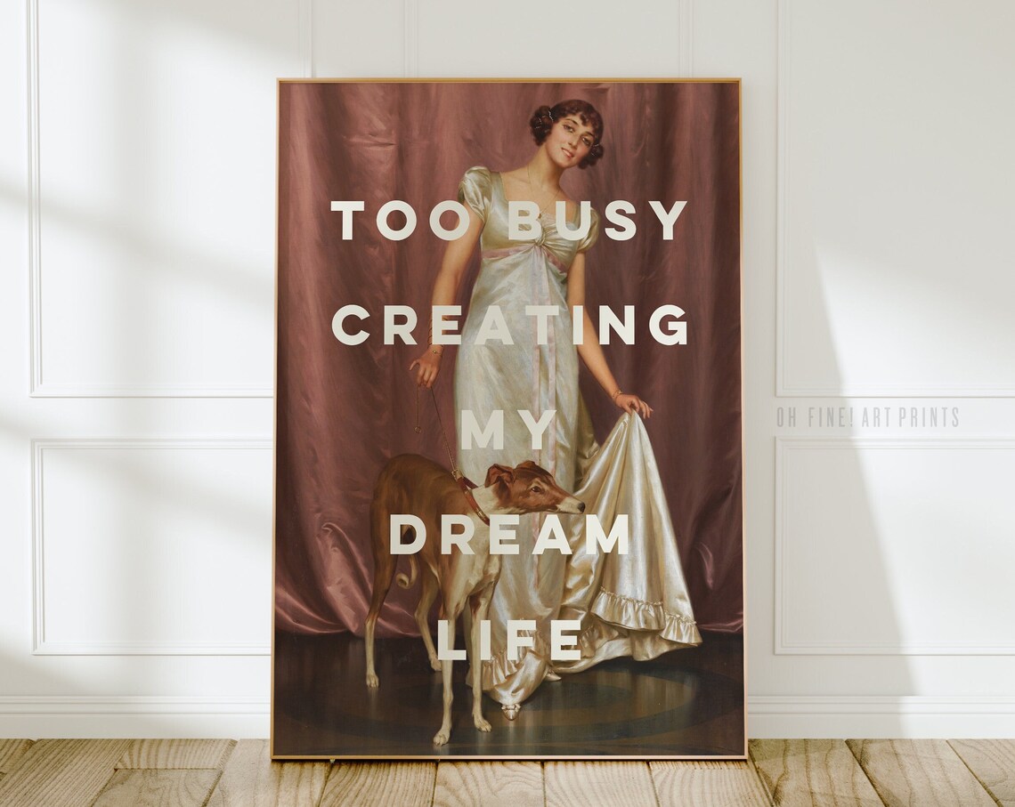 Dream Life Quote Print, Coquette Apartment Decor