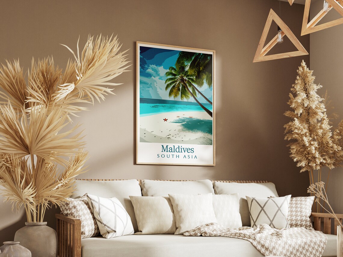 Maldives South Asia Palm Beach Turquoise Sea Photographic Poster - Image 3