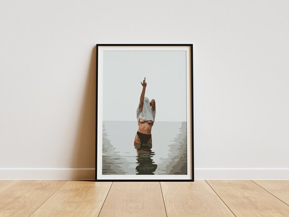 Minimalist Headstand Water Illustration Modern Art Style Poster