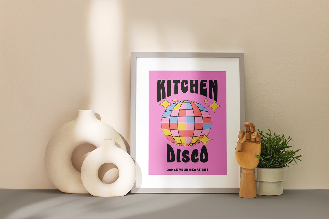 Hot Pink Kitchen Disco Dance Your Heart Out Retro Party Poster - Image 4