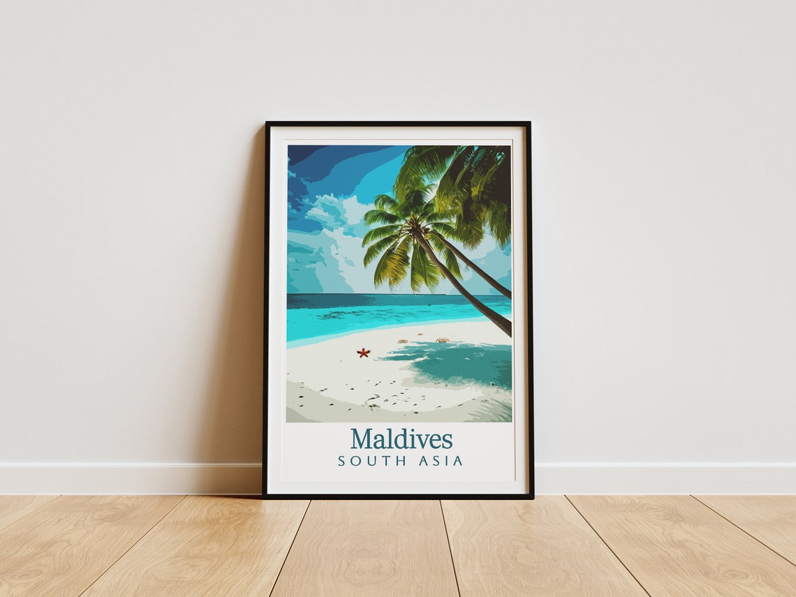 Maldives South Asia Palm Beach Turquoise Sea Photographic Poster