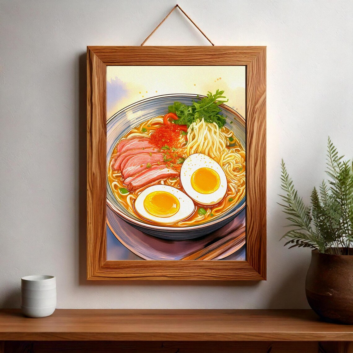 Anime Style Ramen Bowl Illustration Japanese Food Kitchen Art Poster - Image 2