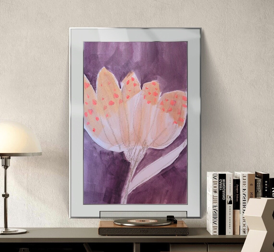 Dreamy Blush Spotted Flower Abstract Floral Painting Wall Poster - Image 3