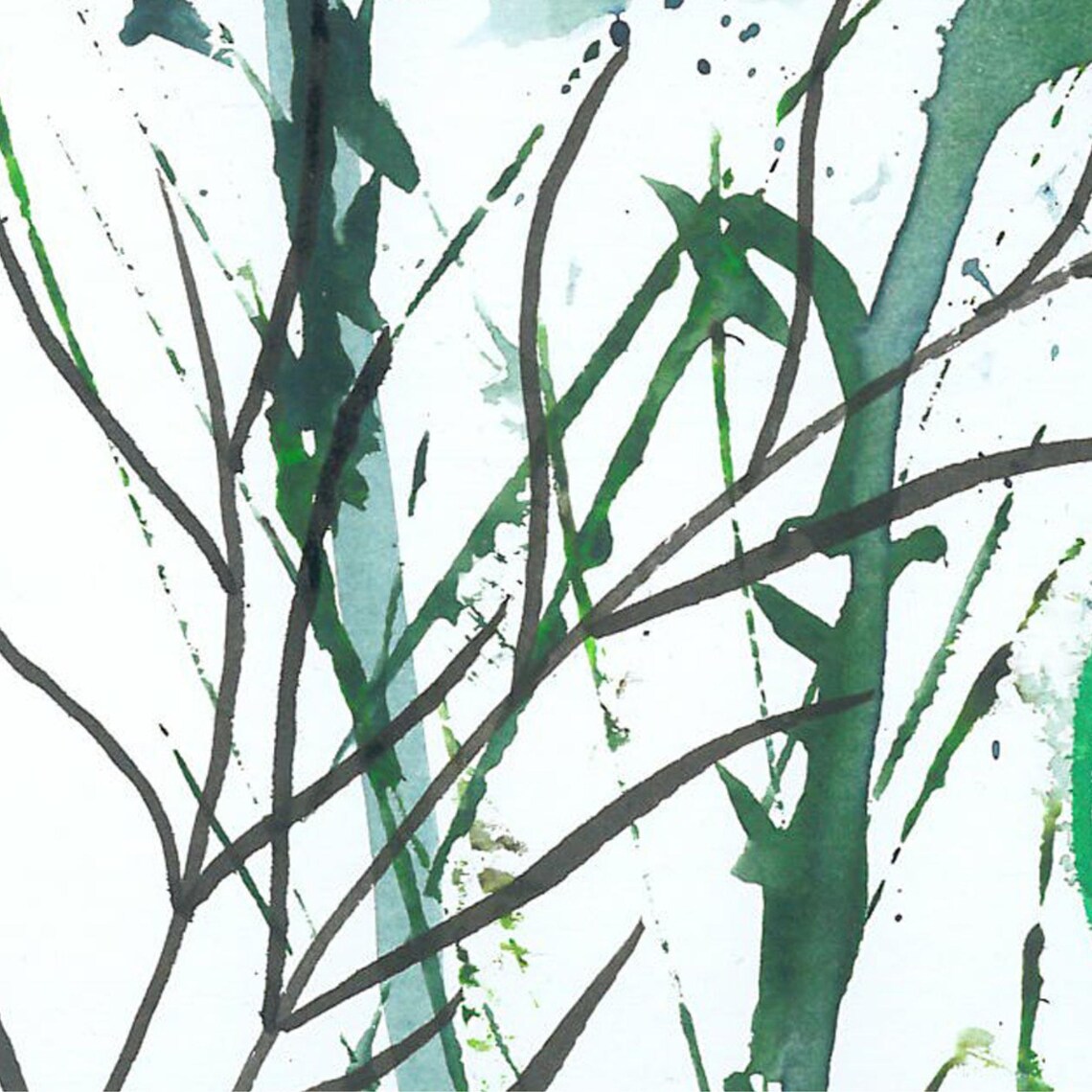 Soft Sage Green Botanical Watercolor Blossoms Serene Art Poster - Image 3