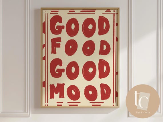 Good Food Mood Wall Art Funny Poster Affirmation Canvas Print Prints