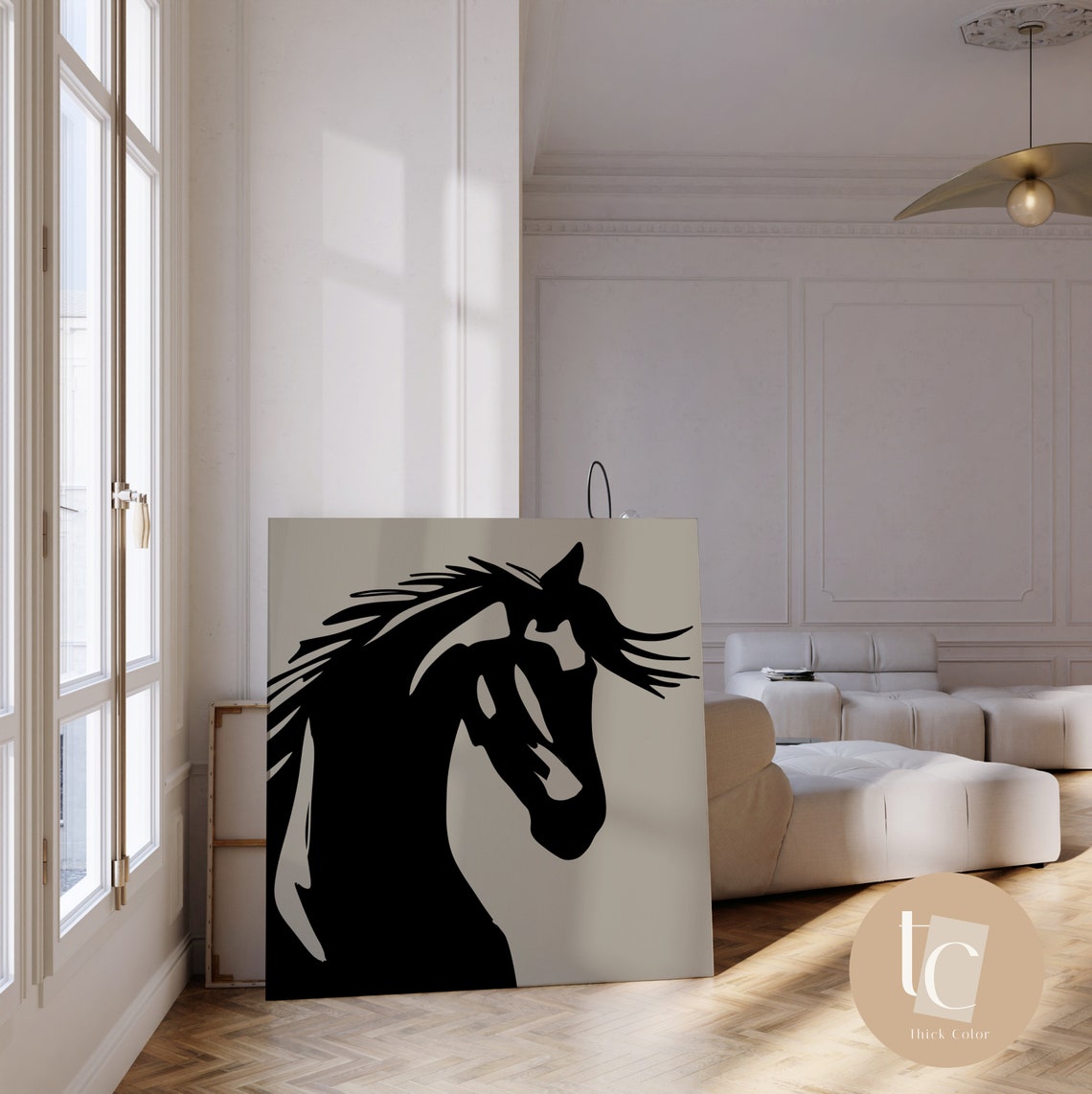Black Horse Head Silhouette Minimalist Equestrian Art Poster