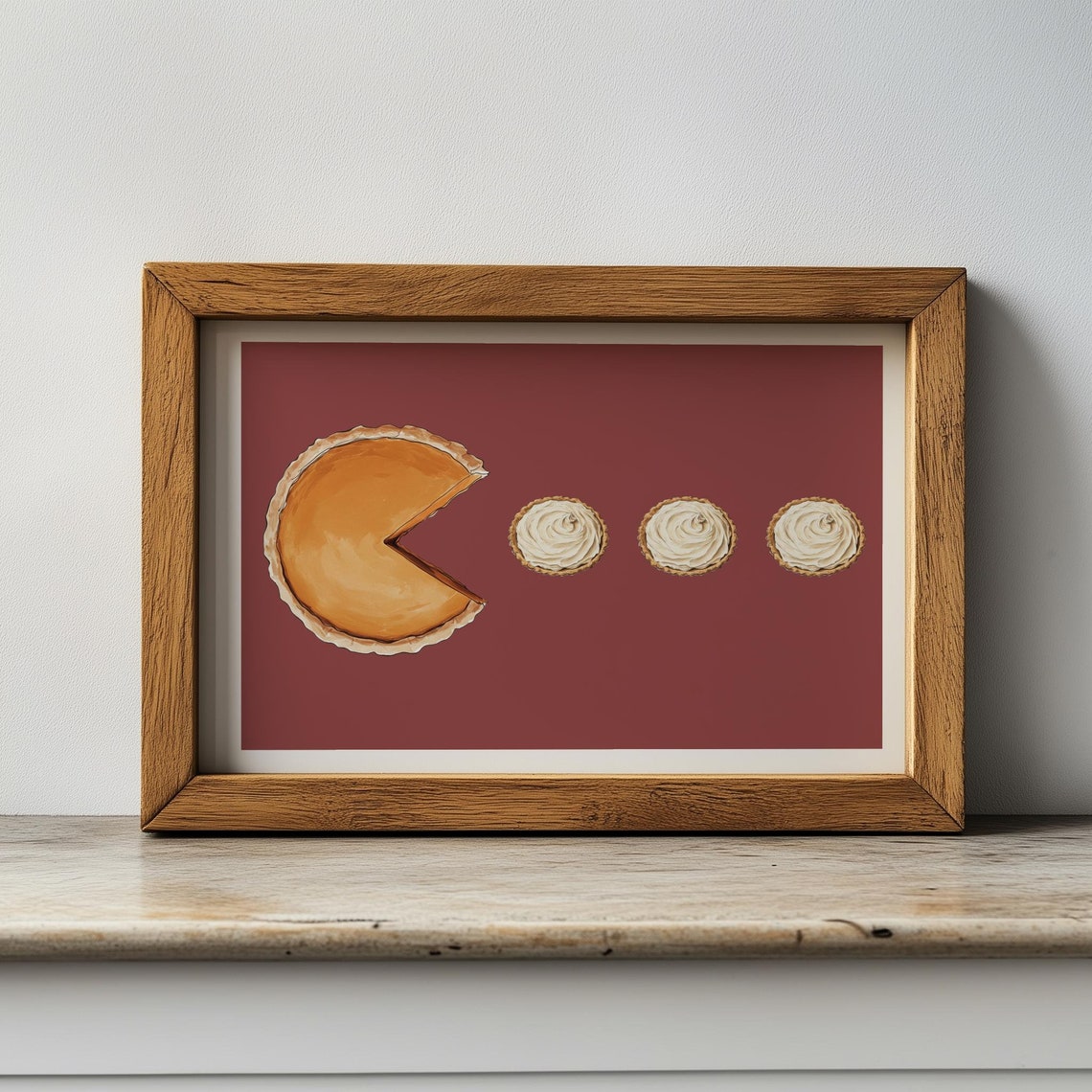 Funny Thanksgiving Decor Pumpkin Pie Print Thanksgiving Wall Art Fall Print Fall Wall Art Pac Man Wall Art