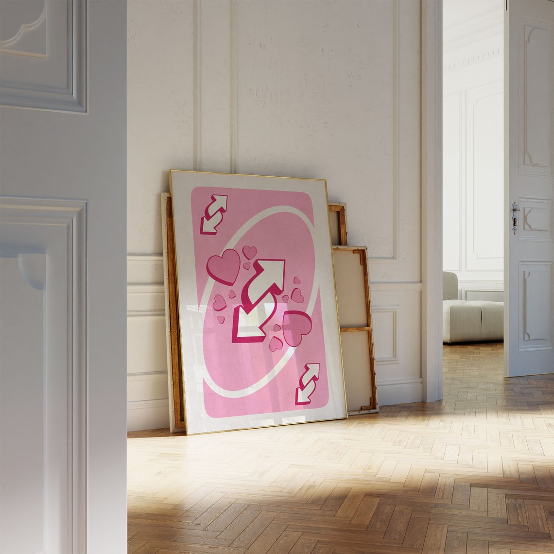 Pink Reverse Playing Card Hearts Retro Pop Art Trendy Poster - Image 4