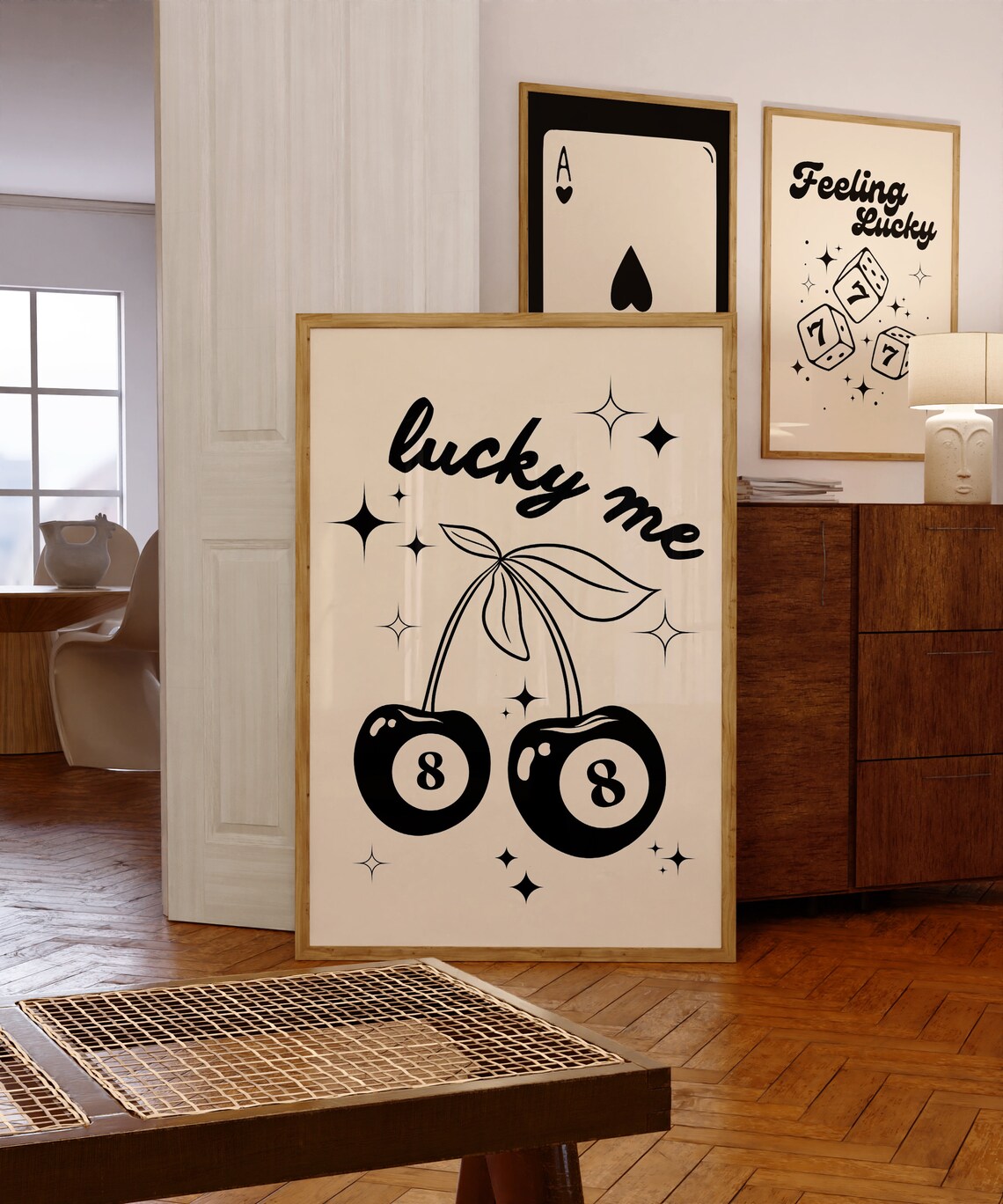 Lucky Me 8 Ball Poster, Modern Retro Trendy Print - Image 4