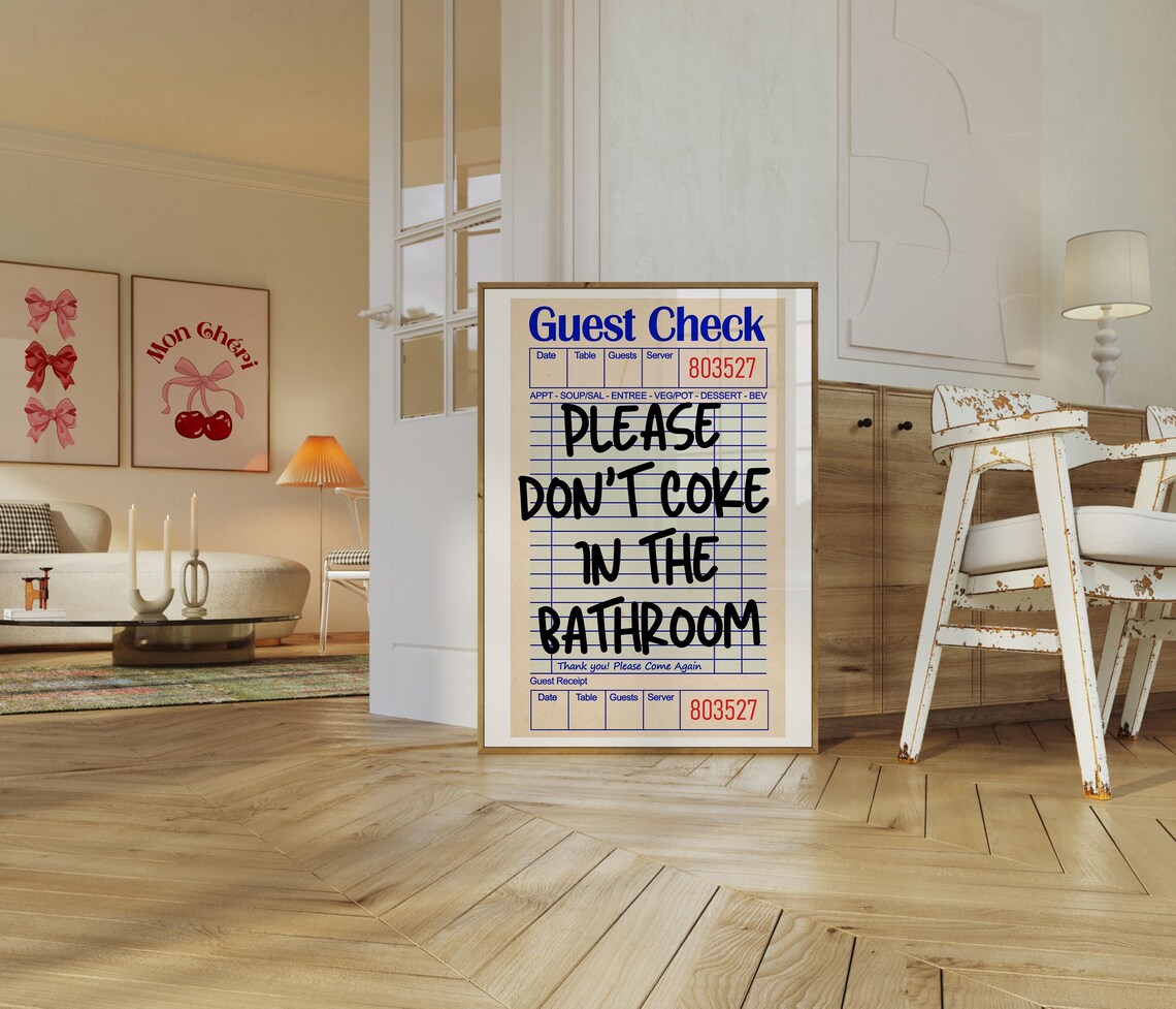 Please Don’t Coke In The Bathroom Poster, Preppy - Image 3