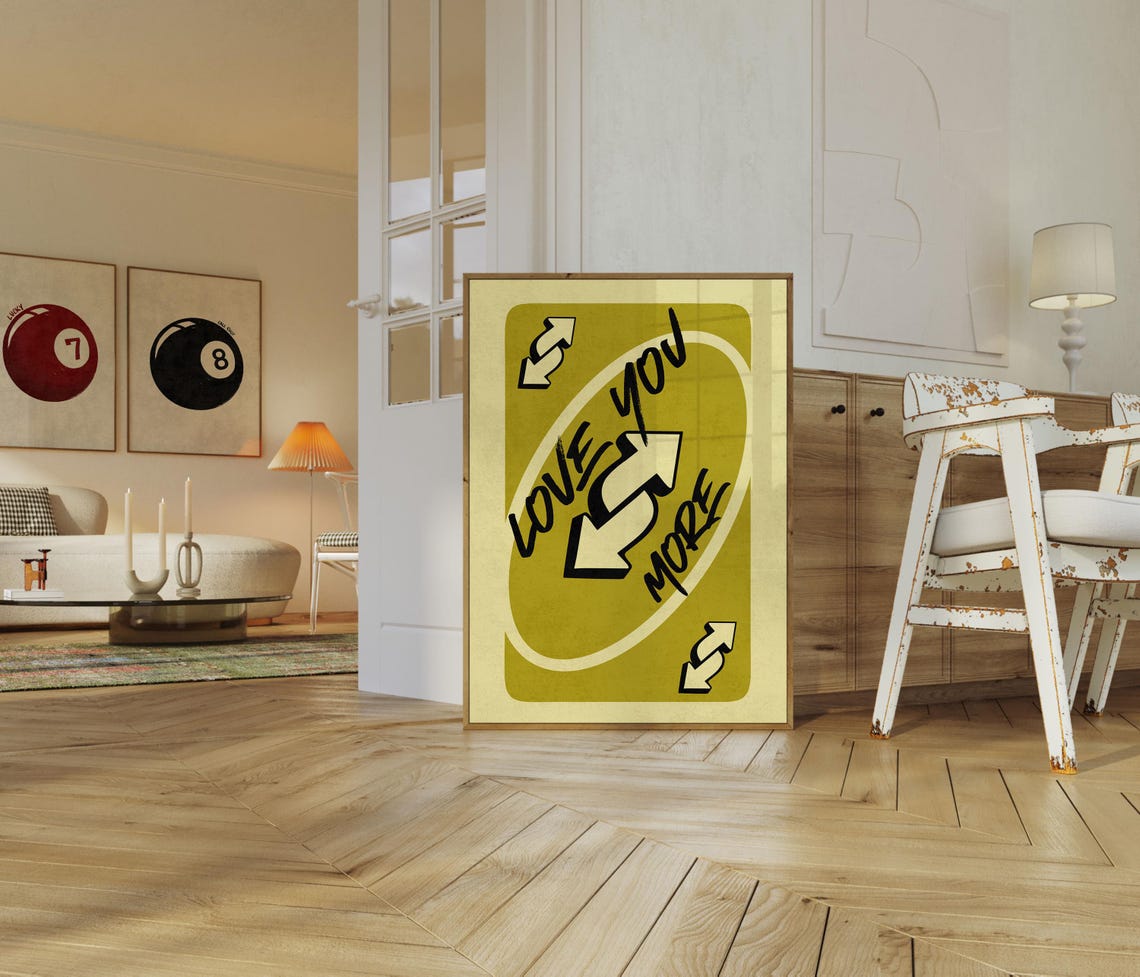 Love You More Green Reverse Playing Card Retro Pop Art Poster - Image 3