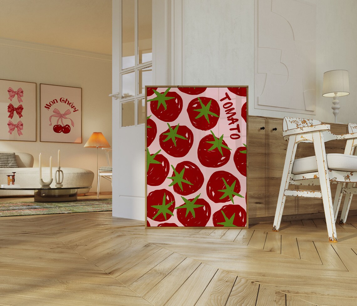 Tomato Poster Retro Food Art Print for Kitchen - Image 2