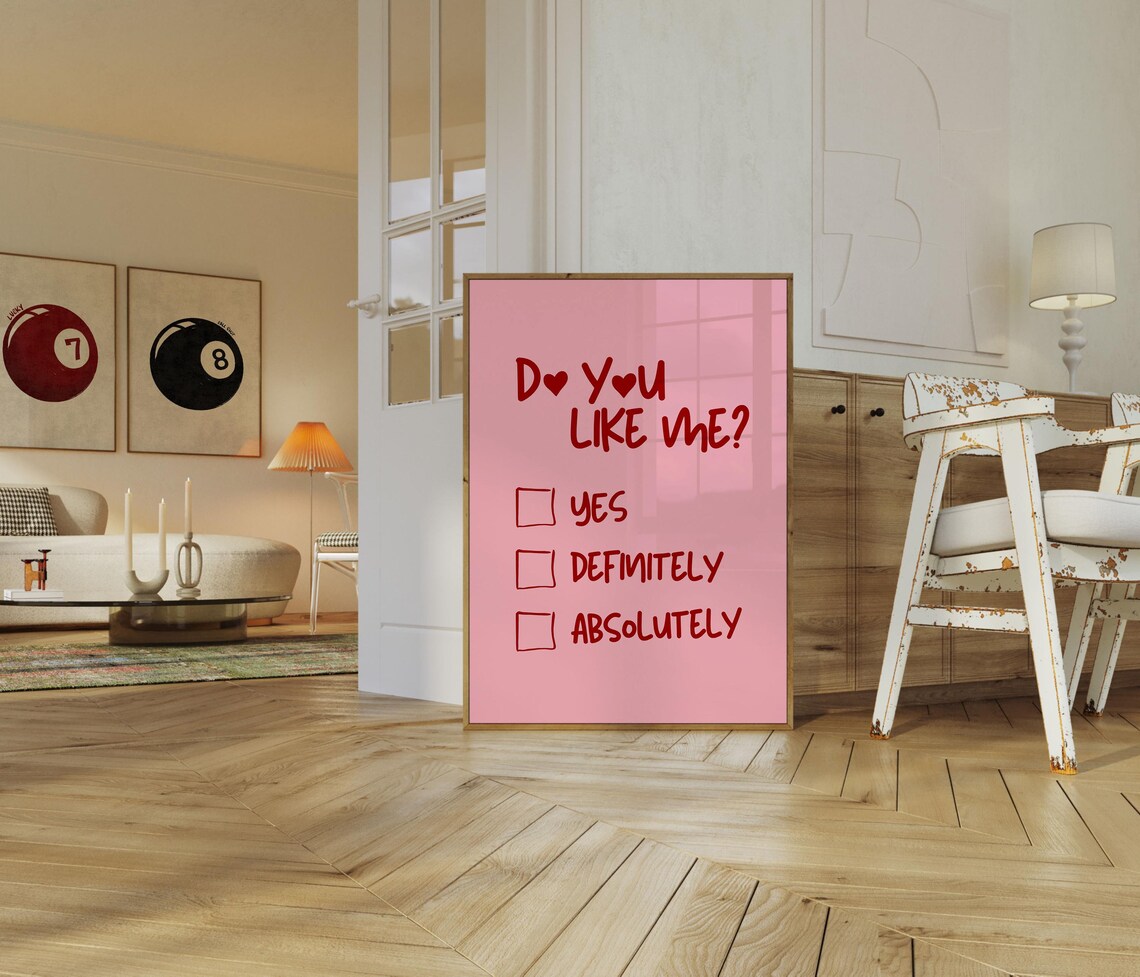 Do You Like Me Quiz Minimalist Retro Art Print - Image 3