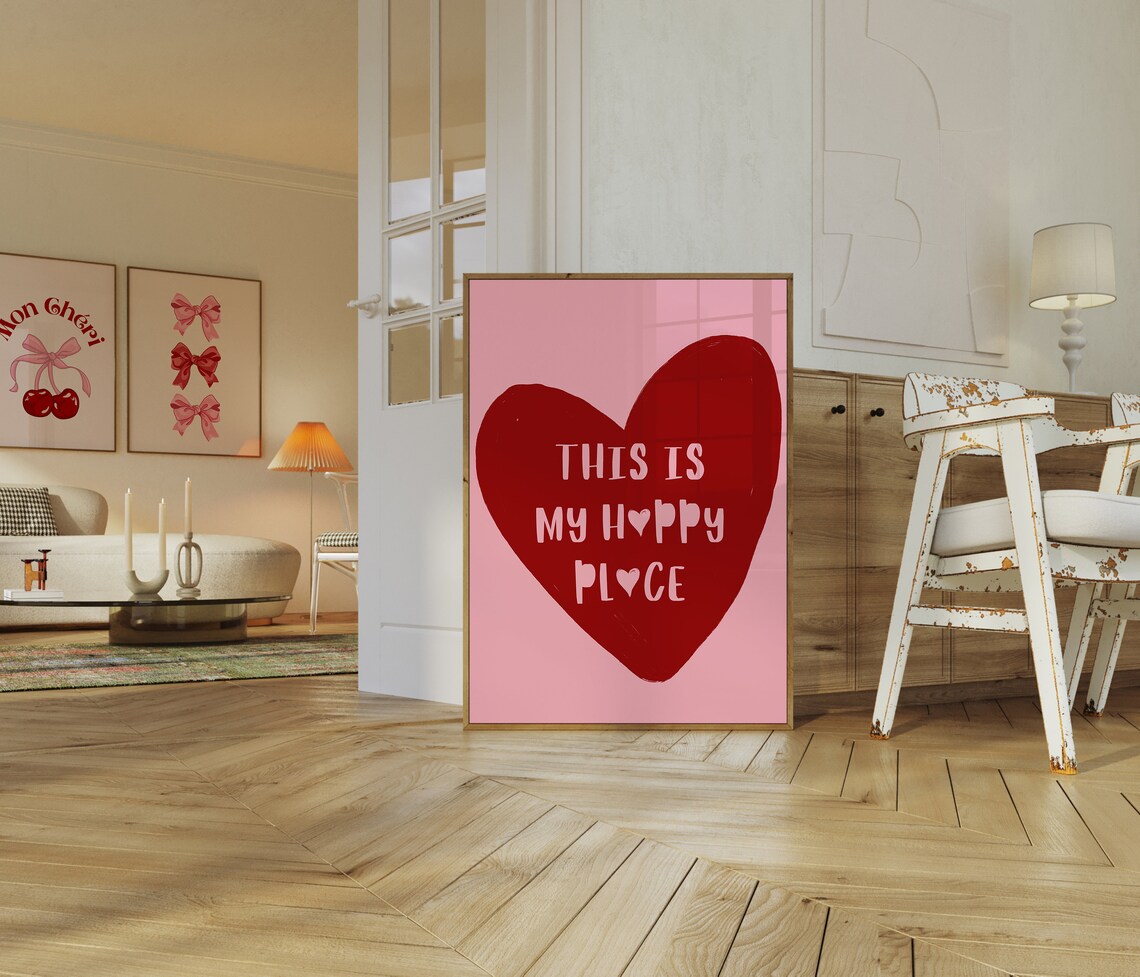 This Is My Happy Place Red Minimalist Poster Print - Image 3
