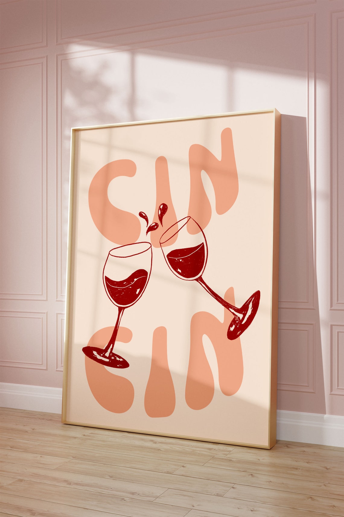 Cin Cin Cheers Wine Glasses Retro Bar Cart Typography Poster - Image 2
