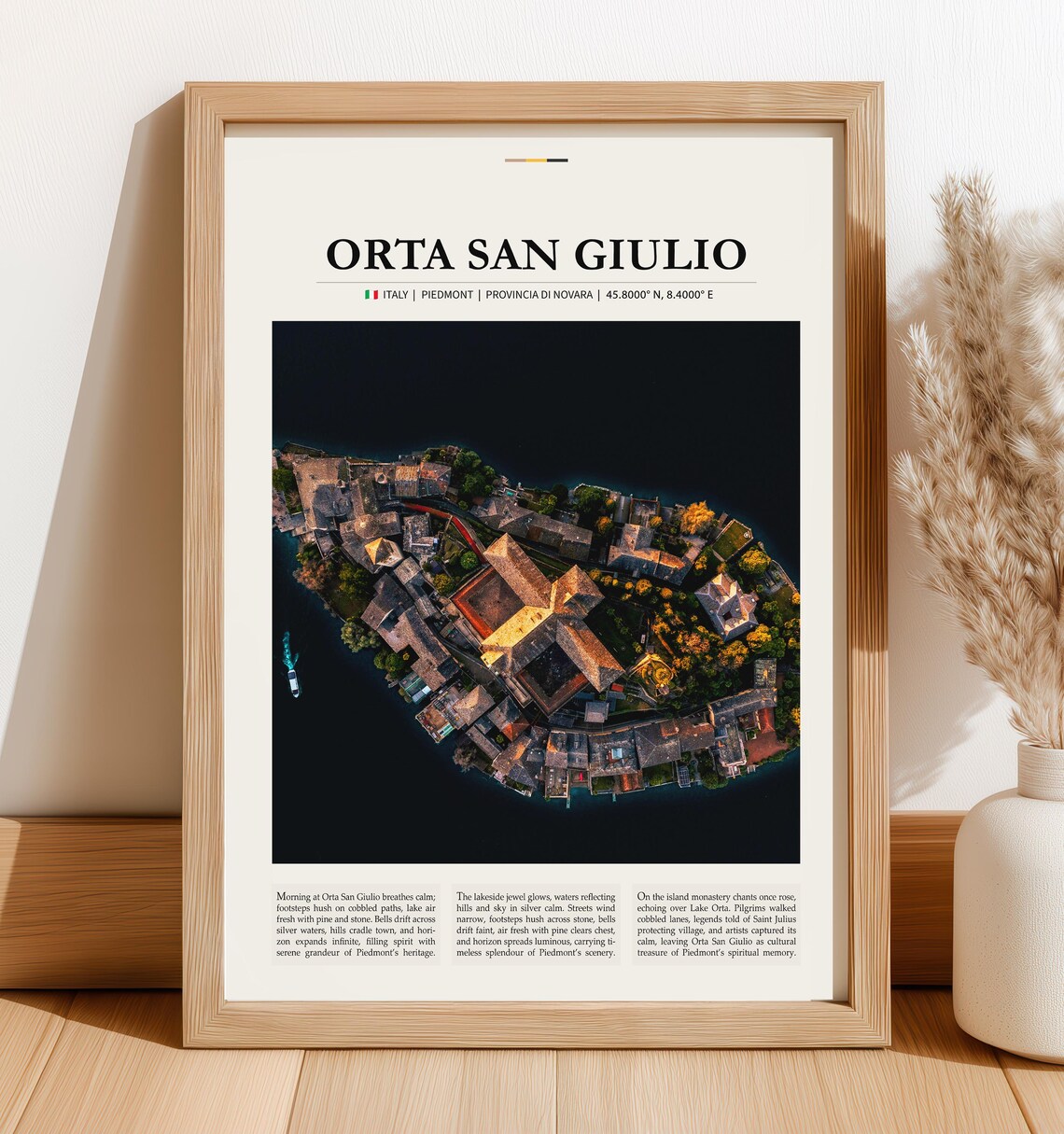 Orta San Giulio Italy Travel Lake Orta Aerial Island Town Guide Art Poster