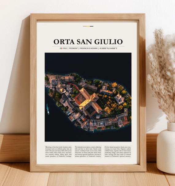 Orta San Giulio Italy Poster Italian Lake Vintage Travel Wall Art Physical Print Shipped Mediterranean Decor