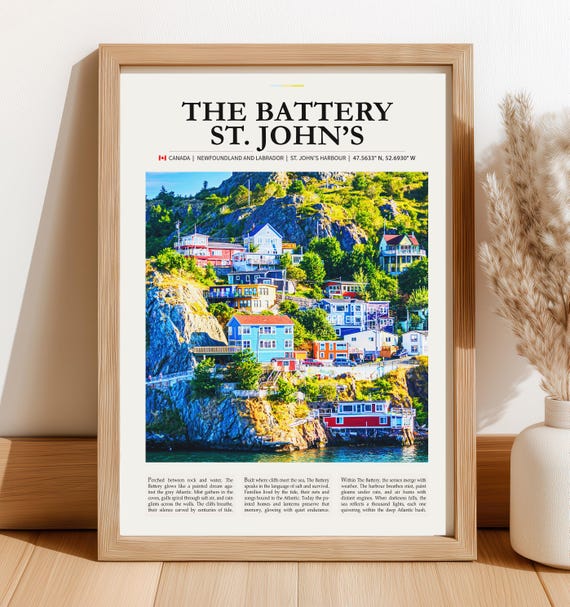 The Battery St Johns Canada Travel Poster Vintage Wall Art Print Newfoundland Decor Gallery Artwork Gift