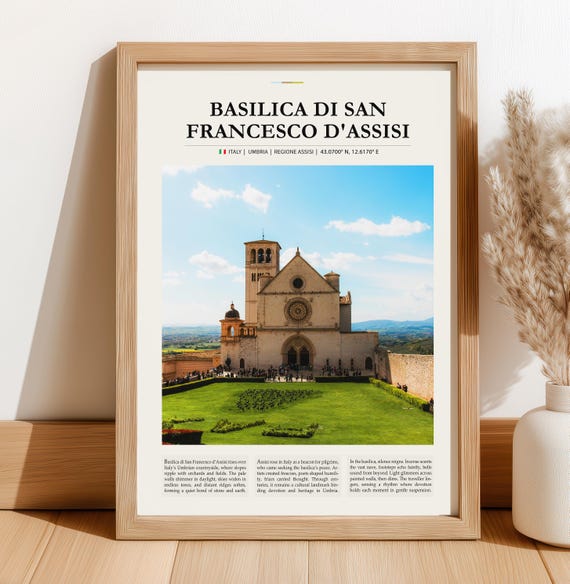 Assisi Basilica Di San Francesco Poster Umbria Italy Wall Art Medieval Church Print A3 A4 Physical Decor